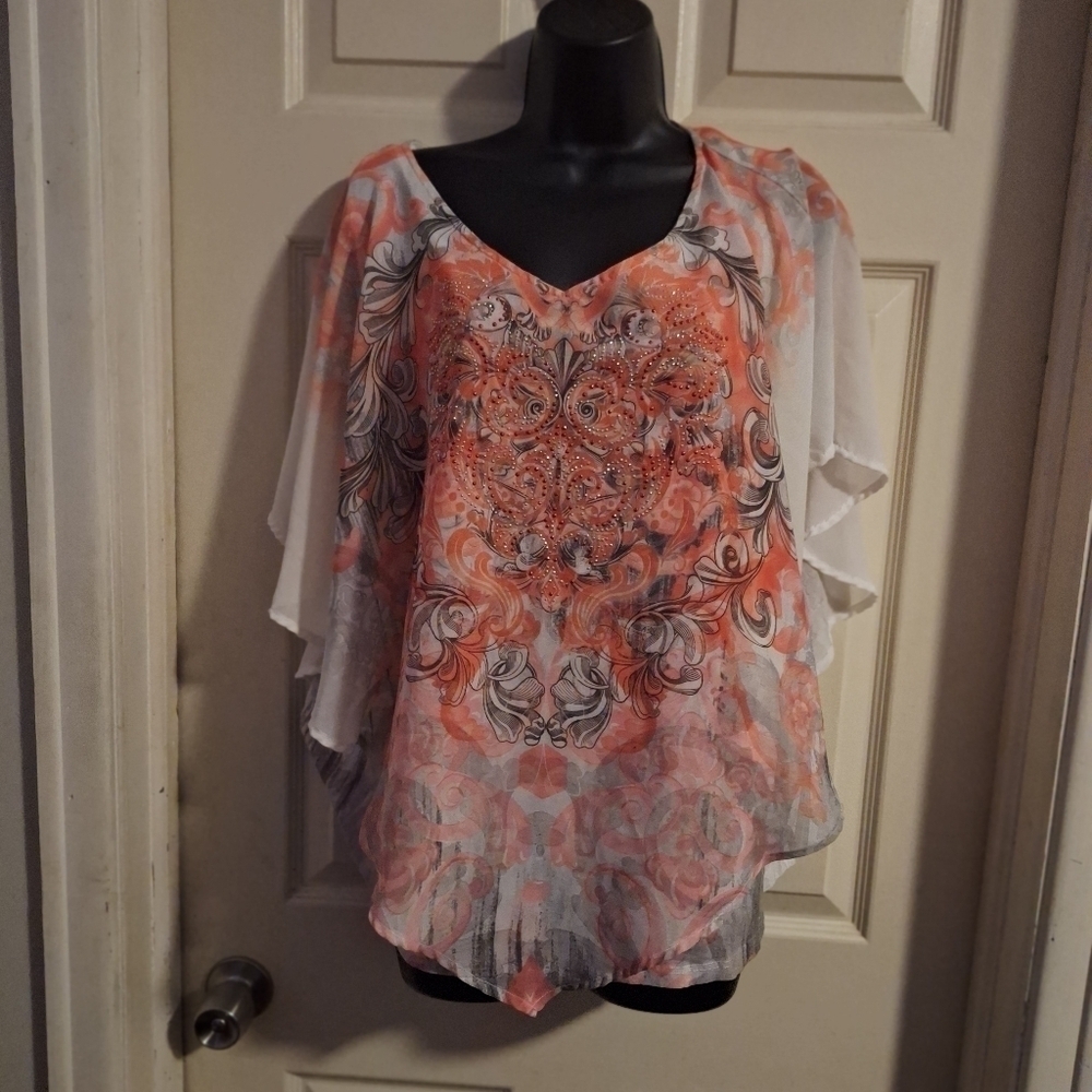 CB graphic blouse size 1X